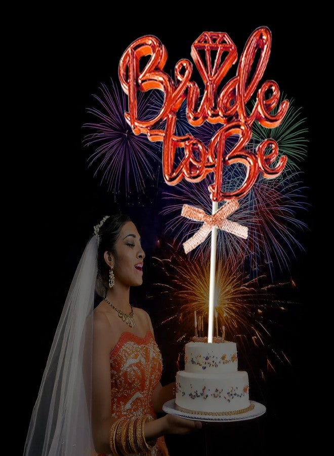 Pop Colours Rose Golden Bride to Be Cake Topper with Diamond Accent | Cake Topper For Bride To Be Celebration | Pack of 1 (Rose Gold) - Image 3